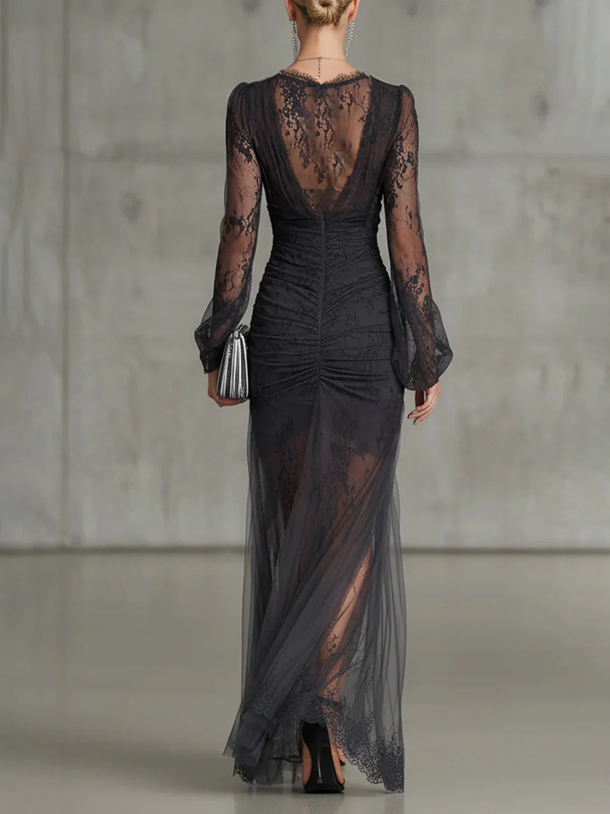 Clémence — Robe Maxi Ruchée en Dentelle