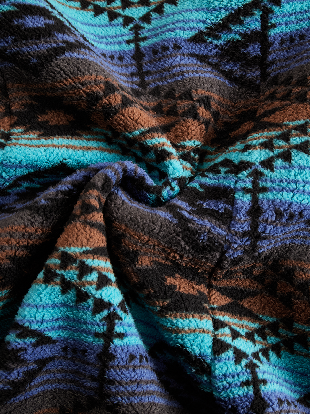 Estelle — Manteau Long en Laine, Imprimé Tribal Boho