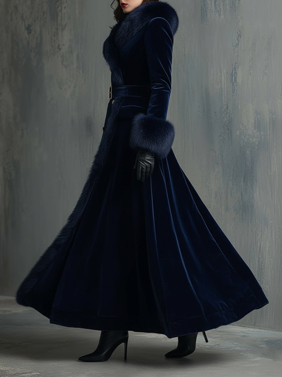 Diane — Manteau en Velours Mi-Long