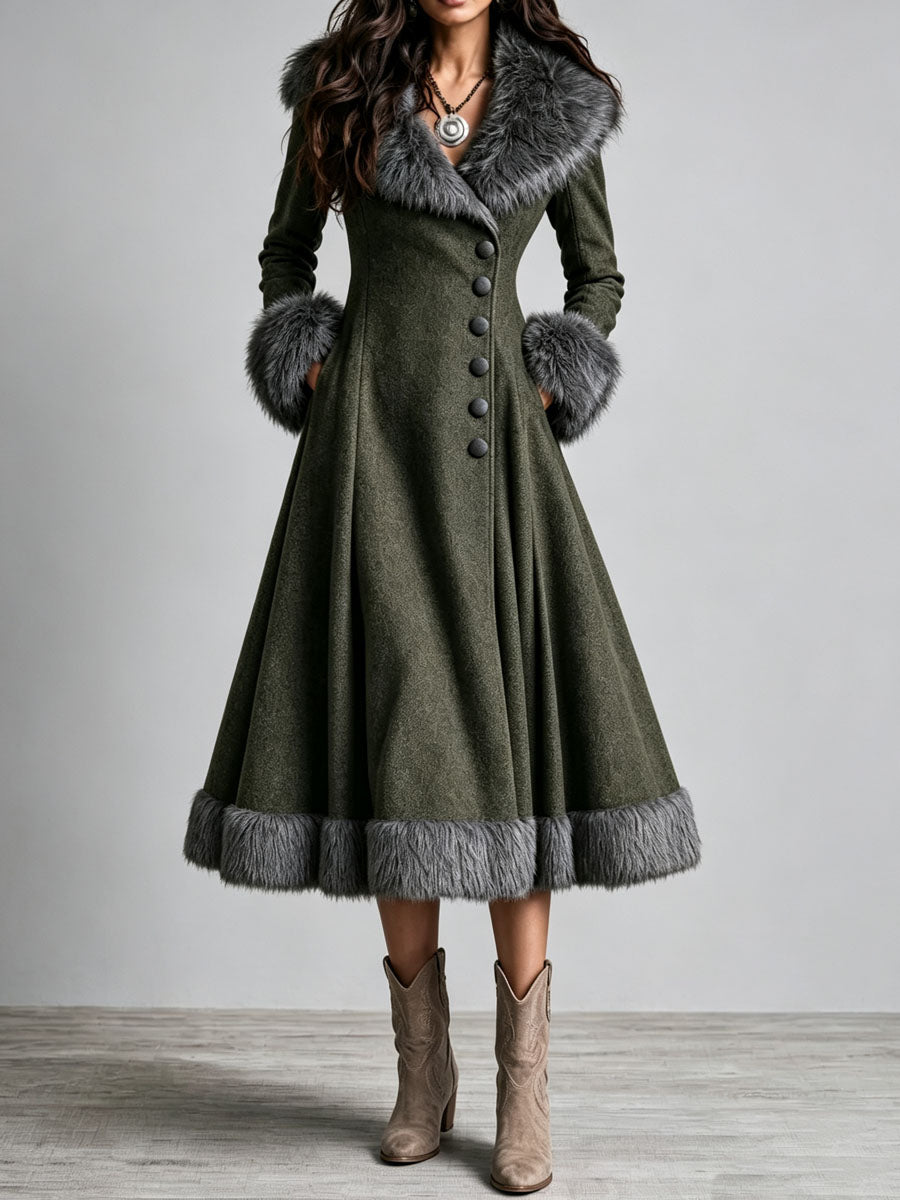 Lucille — Manteau Long en Laine, Style Boho Western