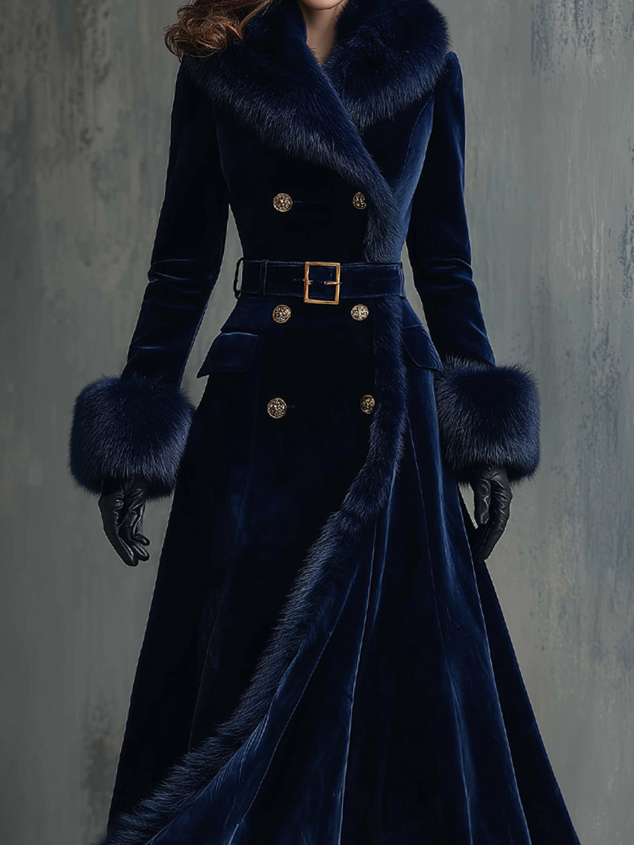 Diane — Manteau en Velours Mi-Long