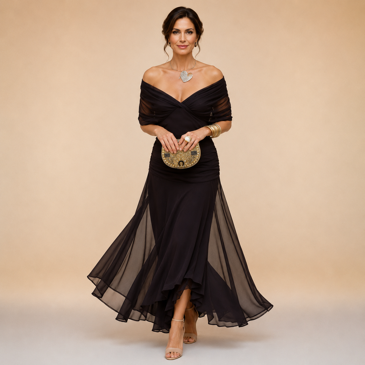 Séraphine — Robe Maxi de Fête Élégante, Silhouette Flatteuse