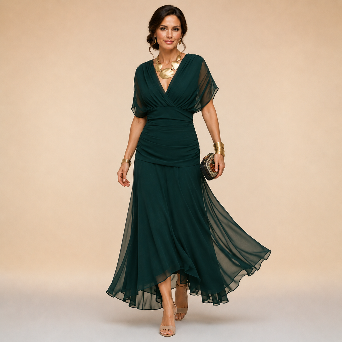 Séraphine — Robe Maxi de Fête Élégante, Silhouette Flatteuse