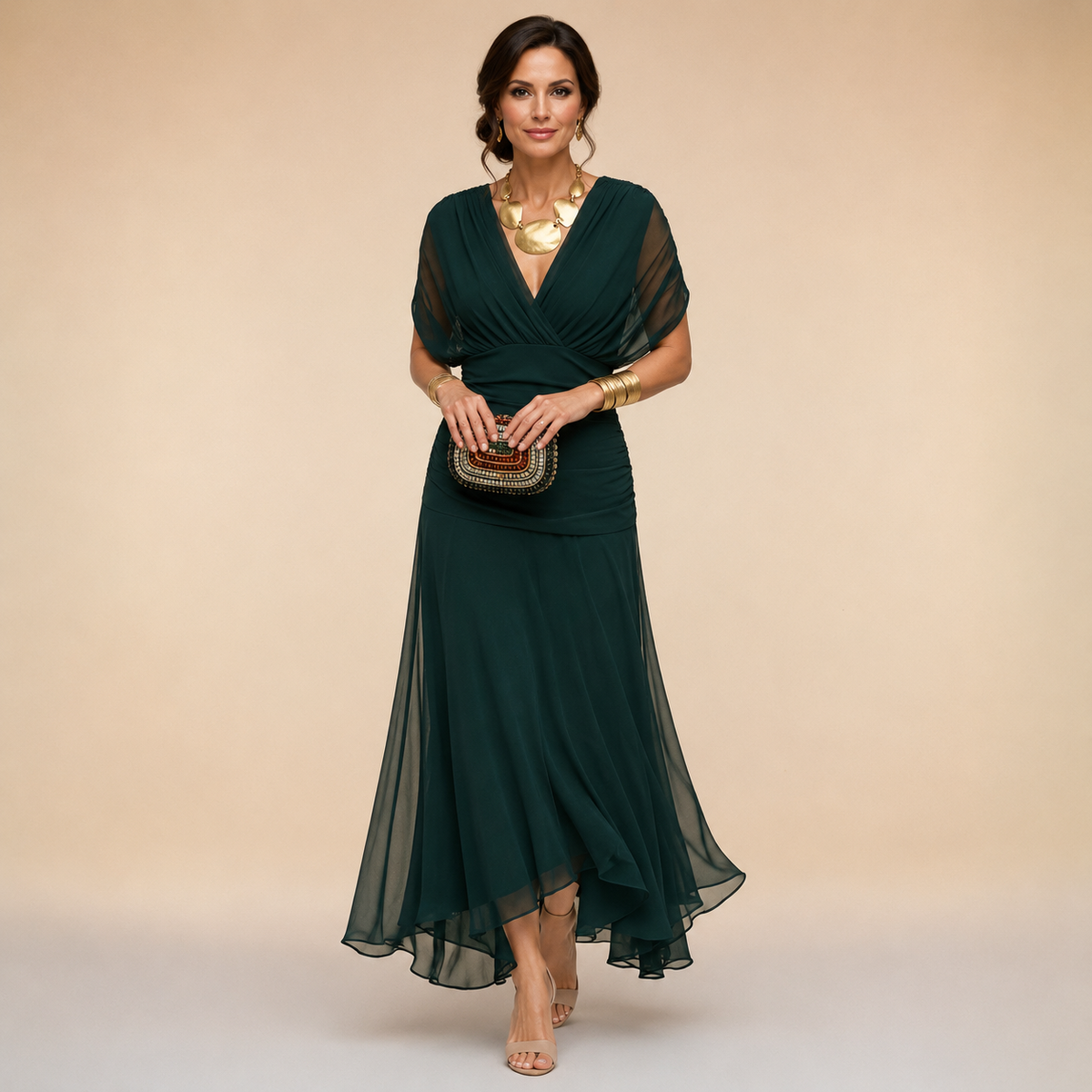 Séraphine — Robe Maxi de Fête Élégante, Silhouette Flatteuse