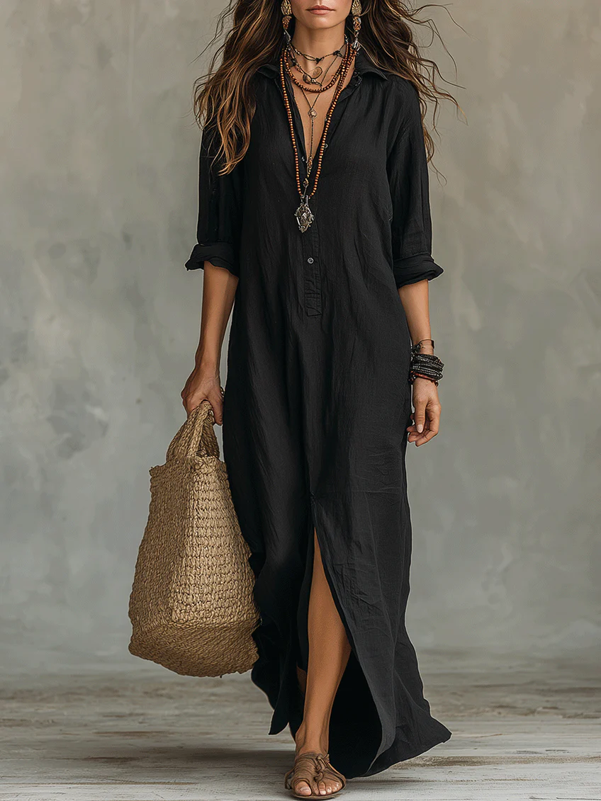Réjeanne — Robe Maxi Noire Ample