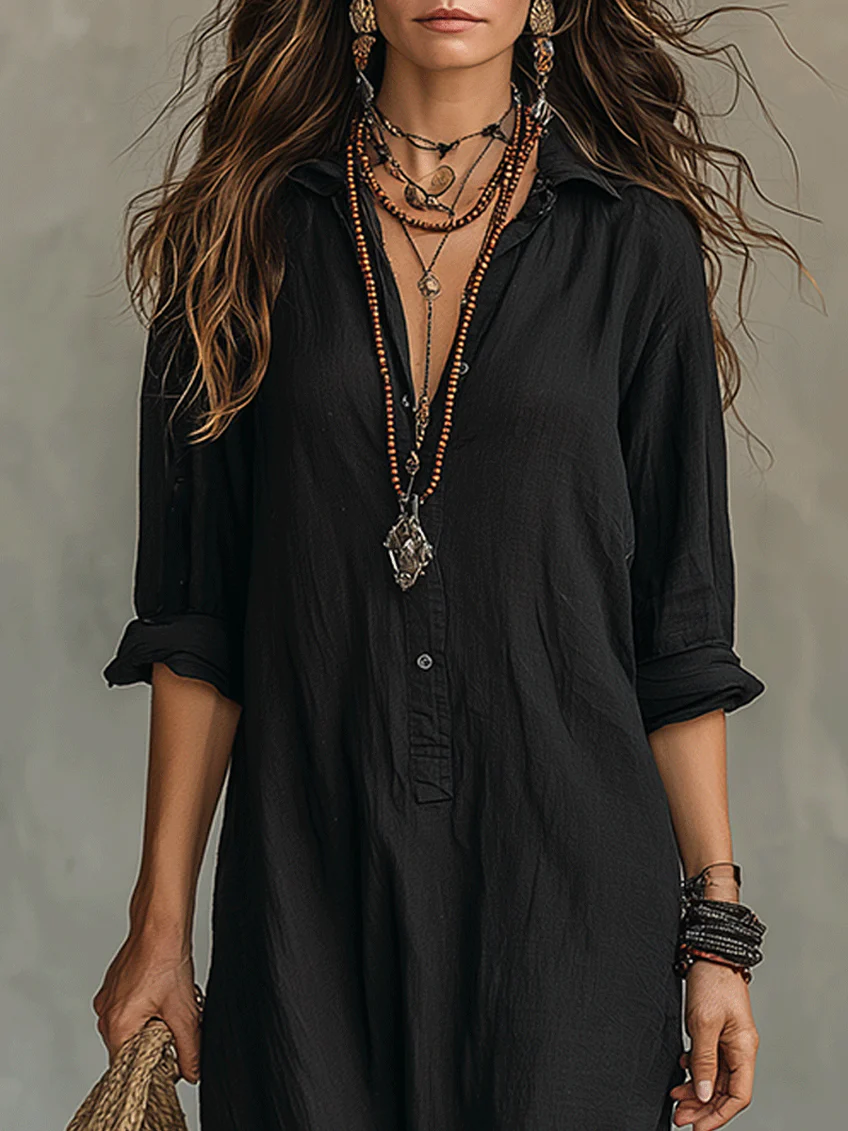 Réjeanne — Robe Maxi Noire Ample