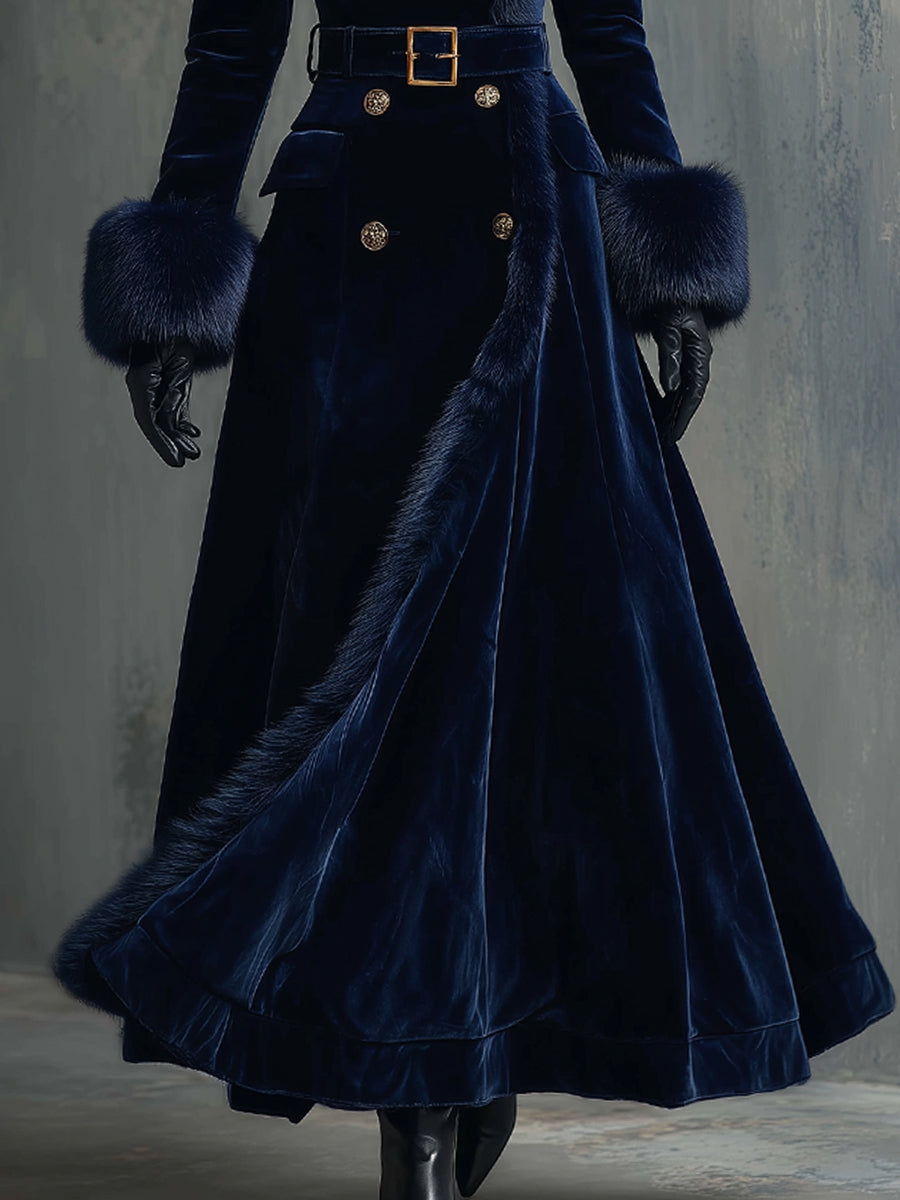 Diane — Manteau en Velours Mi-Long