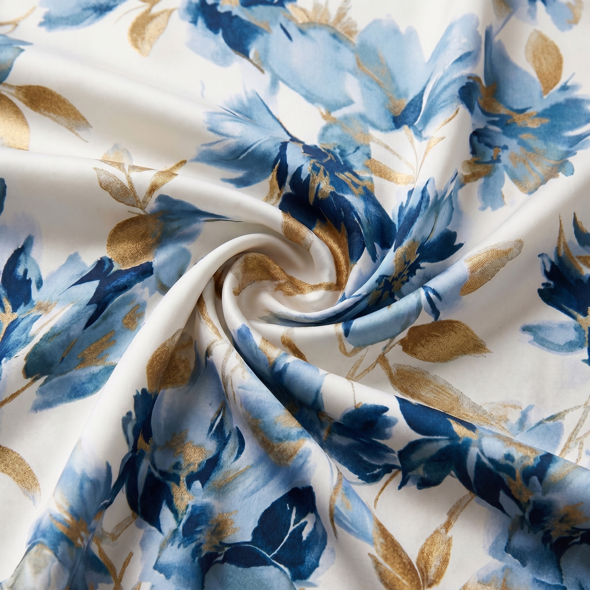 Blanche — Robe Midi à Taille Wrap Florale