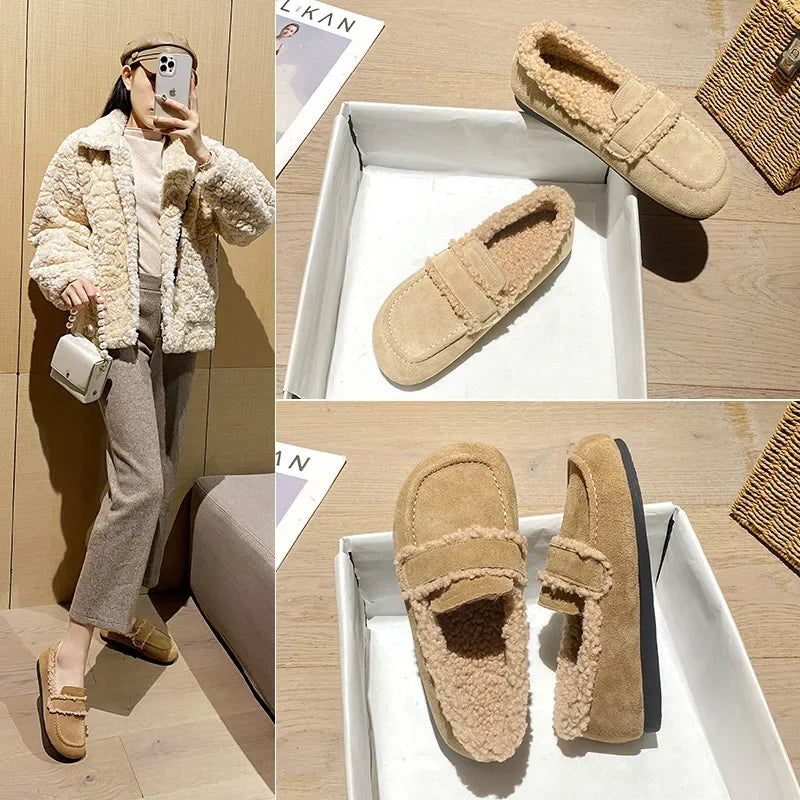 Suzanne — Mocassins en Cuir Doux d'Hiver