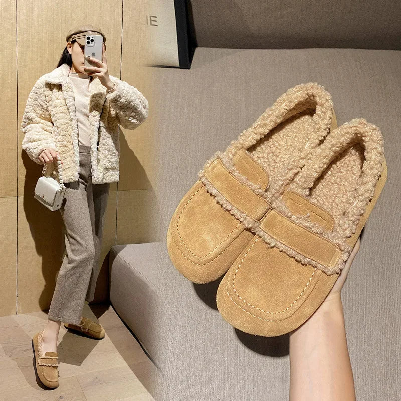 Suzanne — Mocassins en Cuir Doux d'Hiver