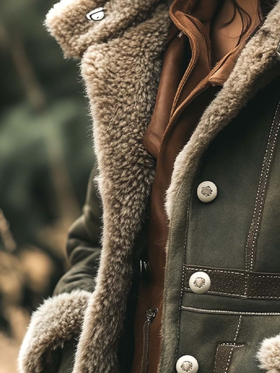 Léonie — Manteau Épais en Suède Rétro