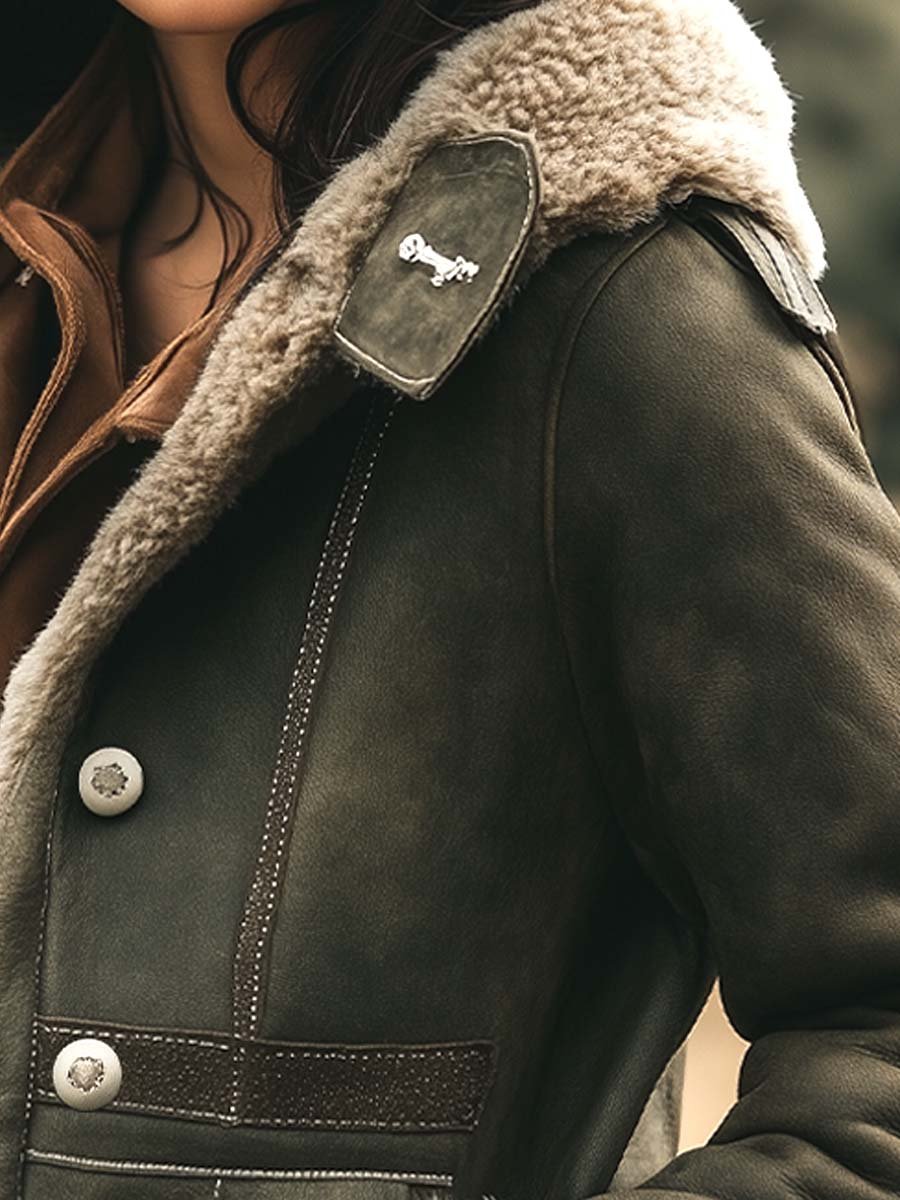 Léonie — Manteau Épais en Suède Rétro