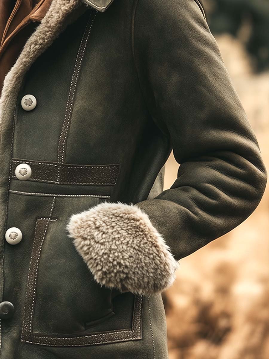 Léonie — Manteau Épais en Suède Rétro