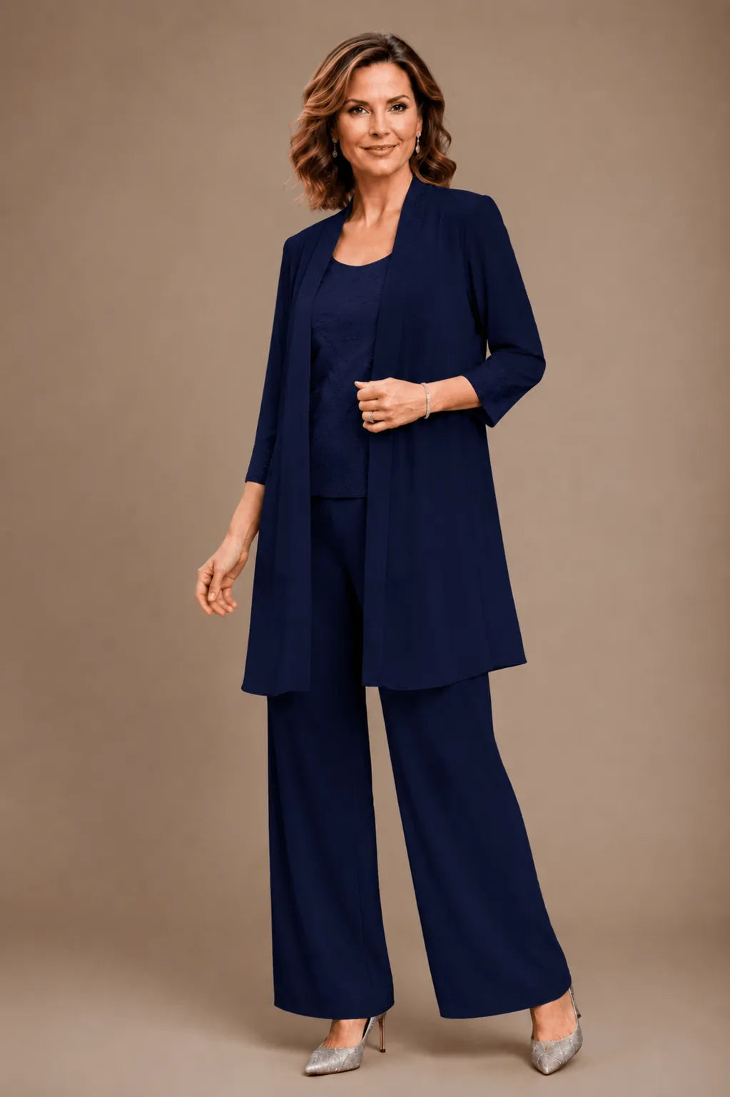 Alexandra — Ensemble Pantalon 3 Pièces Brodé