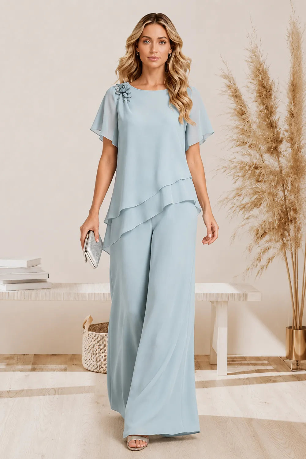 Rachelle — Tailleur Pantalon Large à Volants
