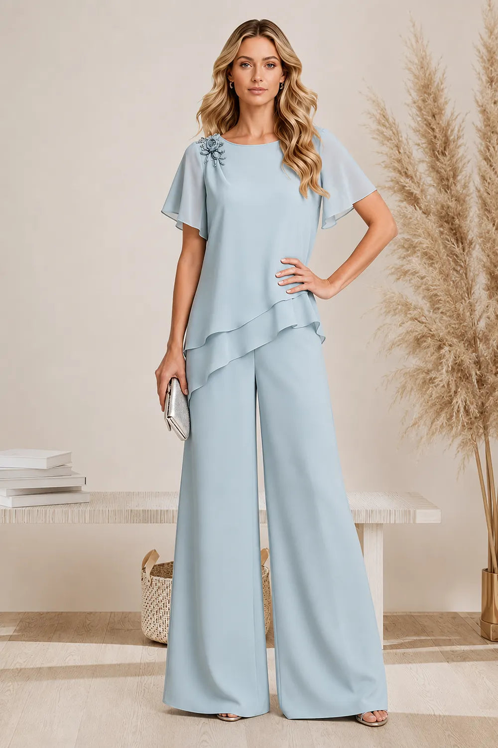Rachelle — Tailleur Pantalon Large à Volants
