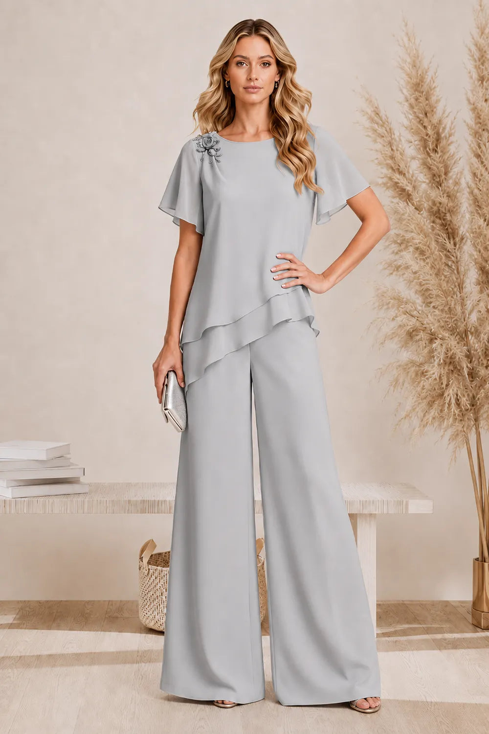 Rachelle — Tailleur Pantalon Large à Volants