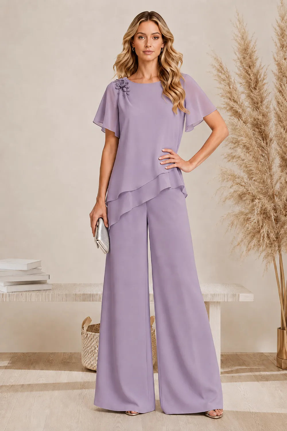 Rachelle — Tailleur Pantalon Large à Volants