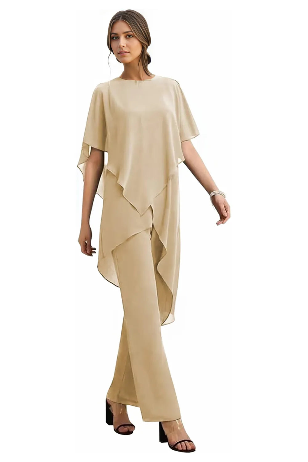 Brigitte — Tailleur Pantalon Chic en Mousseline