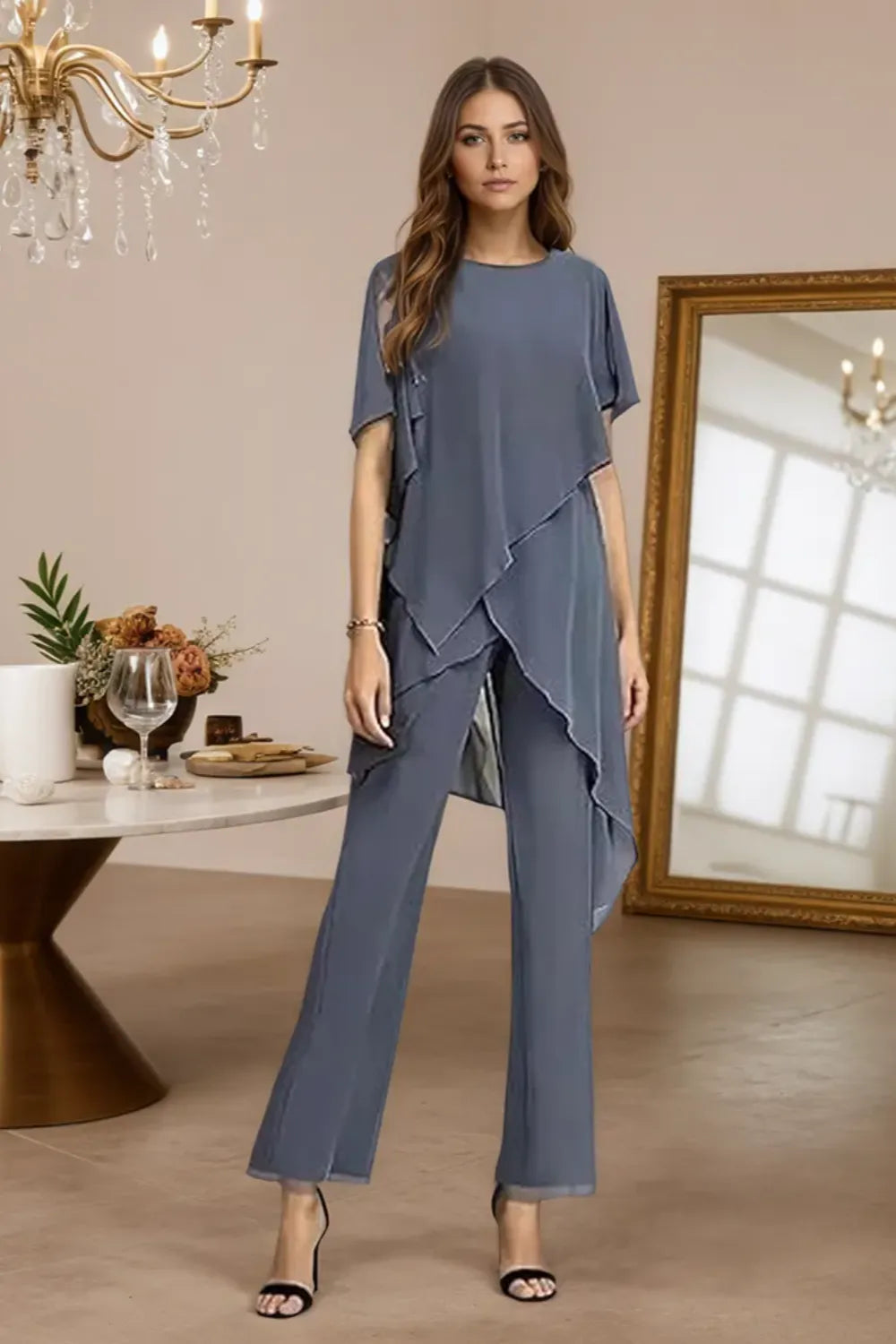 Brigitte — Tailleur Pantalon Chic en Mousseline