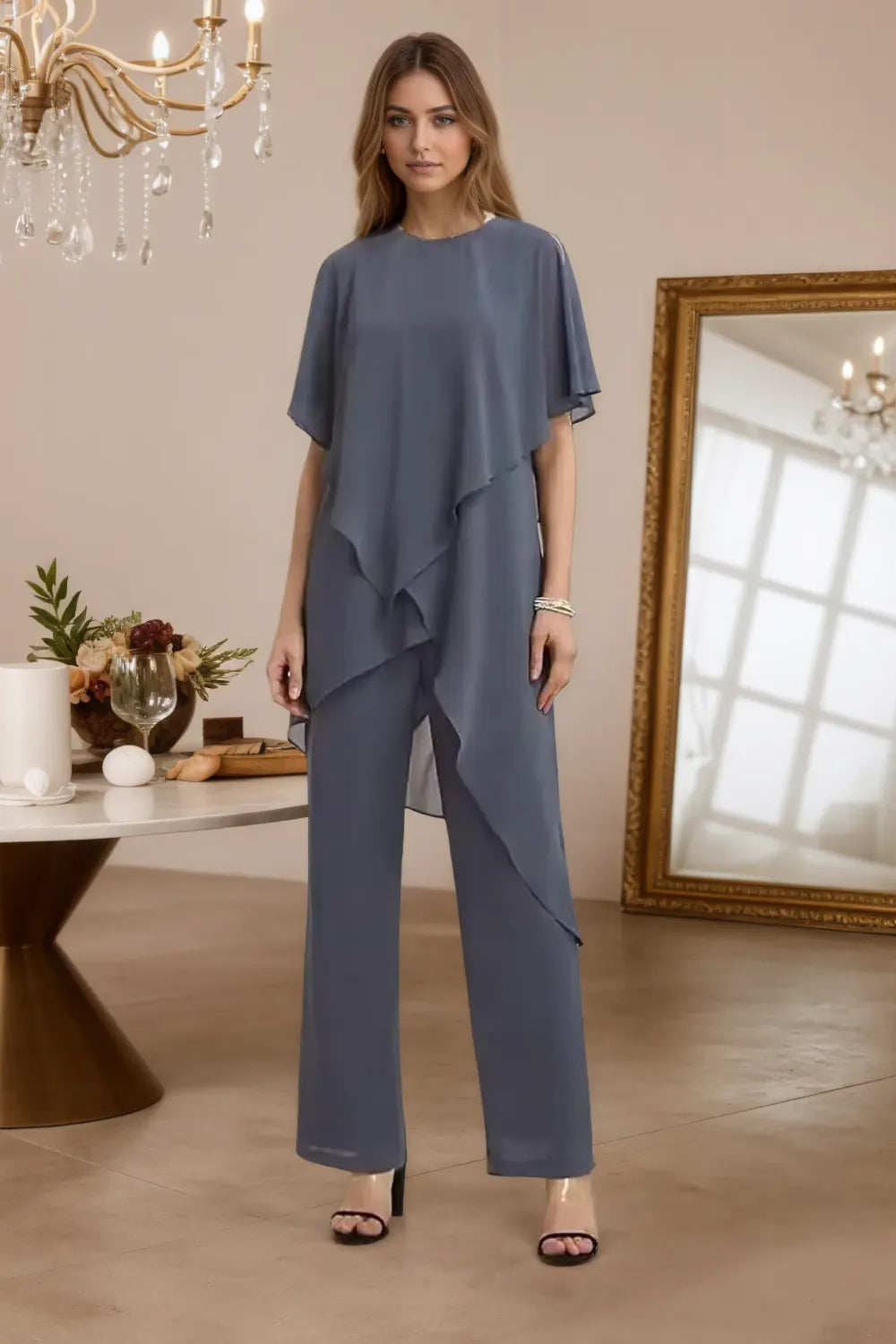 Brigitte — Tailleur Pantalon Chic en Mousseline